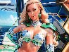 2100 AD Miss Cyborg Universe on Platinum Yacht Andromeda 2022 44x44 - Huge Original Painting by  RO | RO - 2
